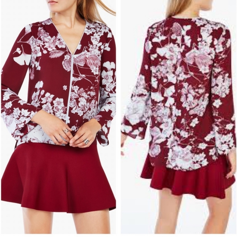 BCBG MAXAZRIA BURGUNDY HI LOW KATARA TOP XXS